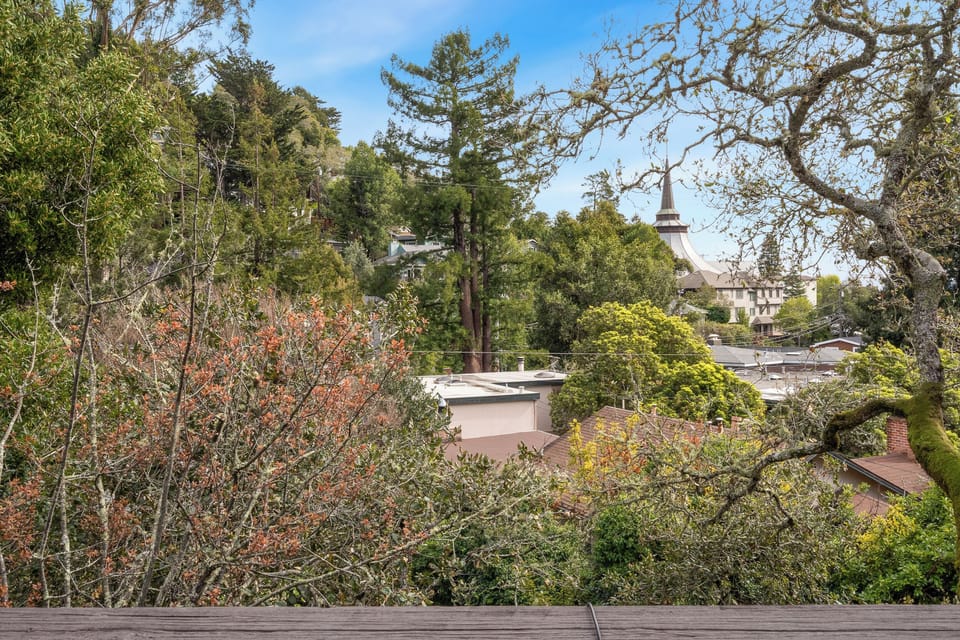 Above the trees with town views, steps to downtown Mill Valley.