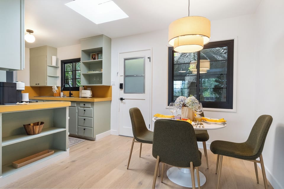 Cozy dining space for coffee, shared meals, or downtown takeout.