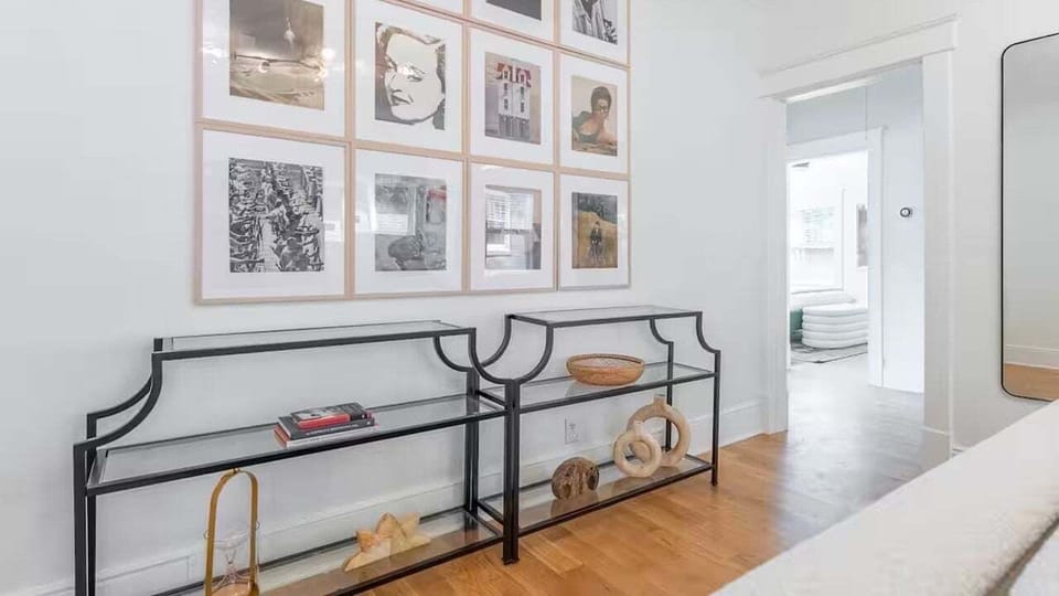 Stylish decor in entryway of home