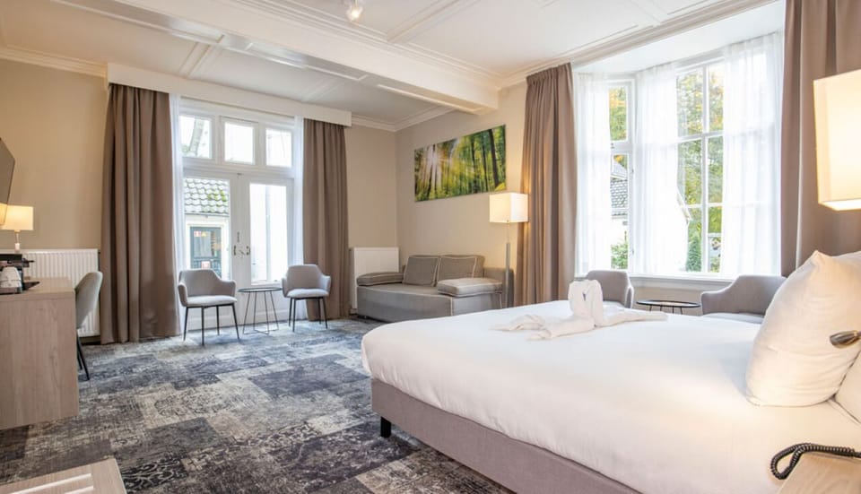 Relax in a bright, airy room with generous space