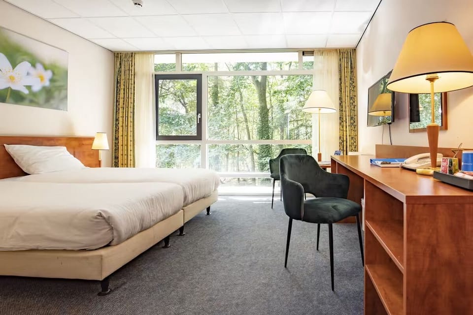Settle in with a roomy desk and soft lamplight.