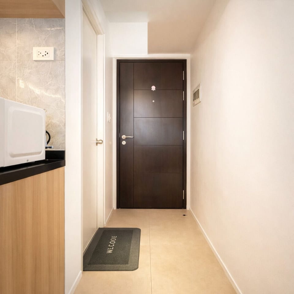 Clean and modern entryway with secure door access and hassle-free check-in.