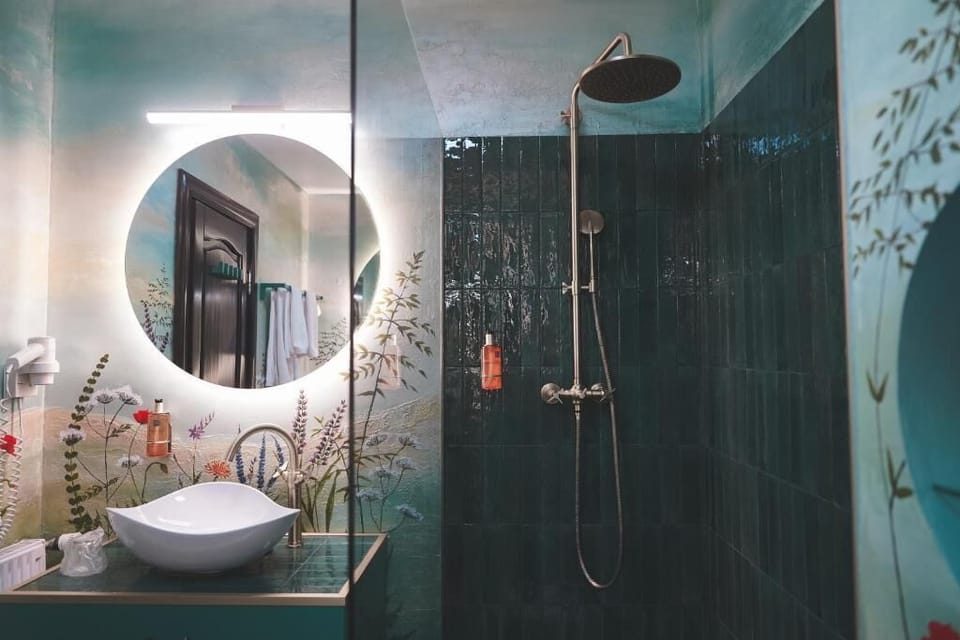 Superior Double or Twin Room, Pool View | Bathroom | Shower, hair dryer, slippers, towels