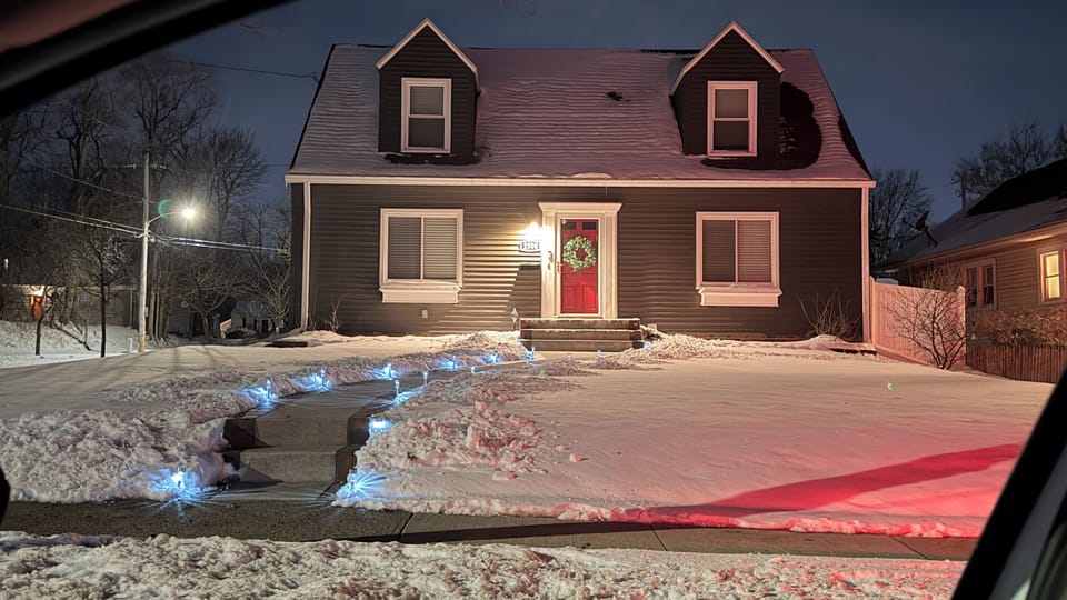 Front in the winter at night
