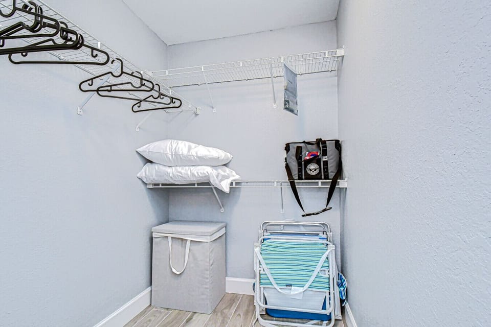 The guest bedroom closet is equally as spacious!