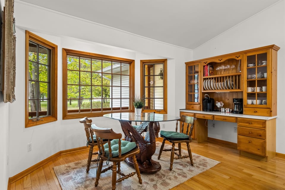 breakfast table and coffee bar
