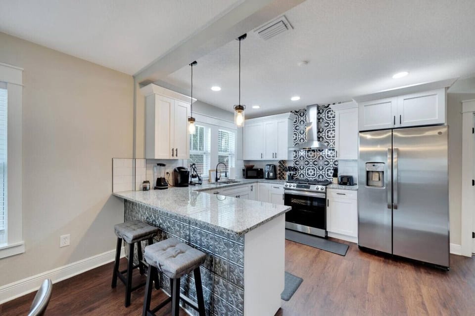 Modern kitchen with barstool seating