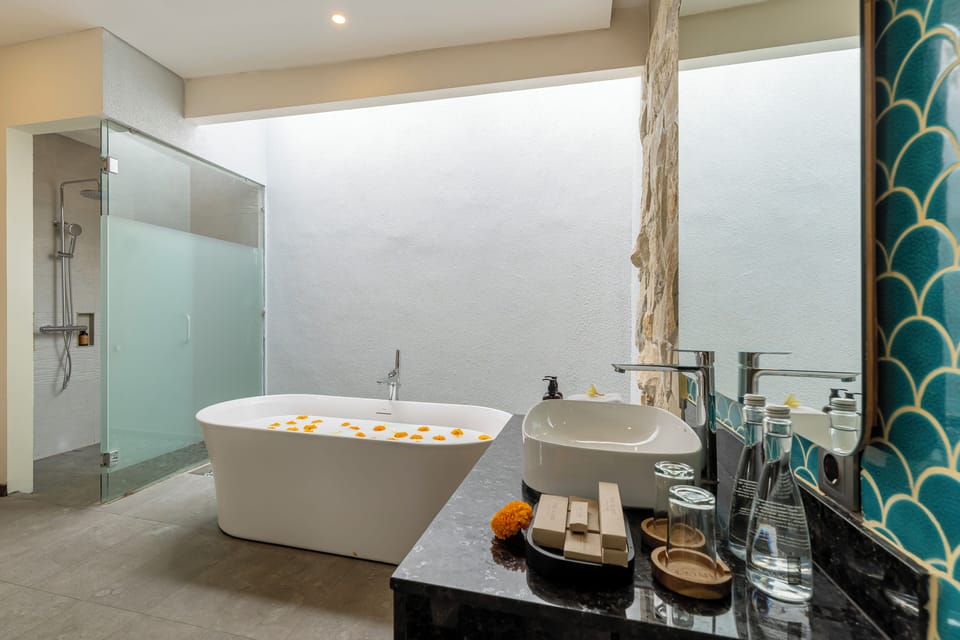 Luxury Villa, 2 Bedrooms, Private Pool | Bathroom | Hair dryer, slippers, towels, soap