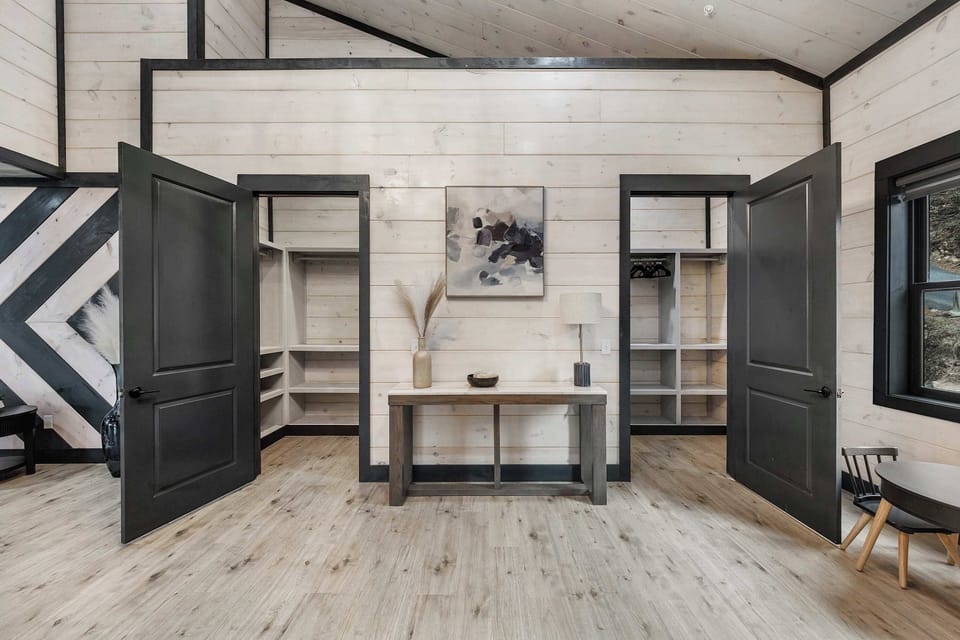 Spacious closet setup with plenty of room to unpack and settle in.