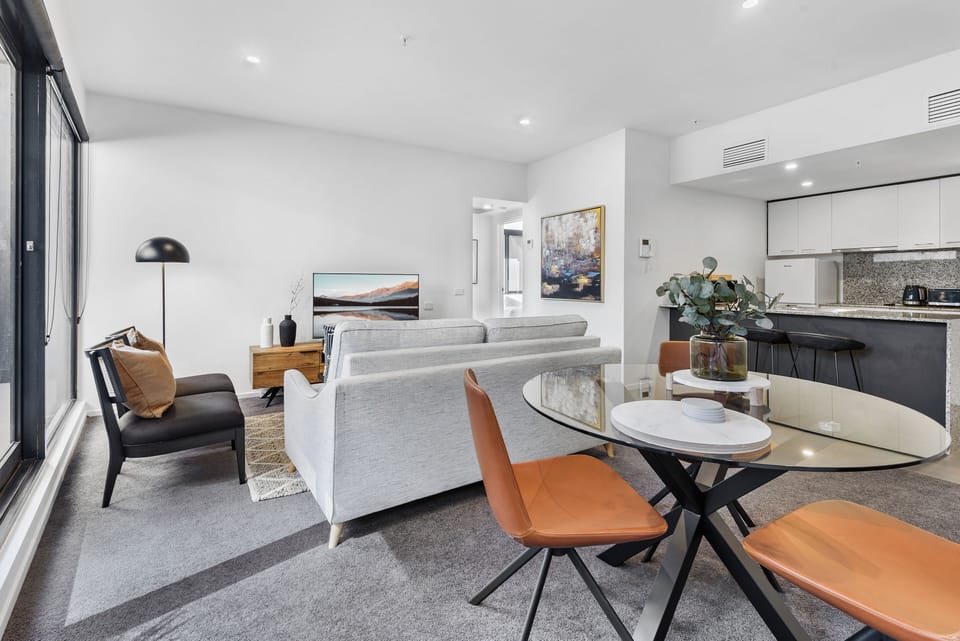Open plan living, dining and kitchen area