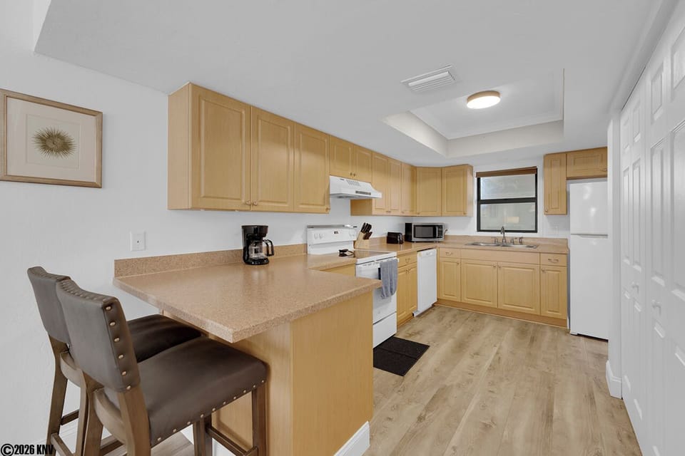 Brand new Kitchen has a Breakfast Bar for Two