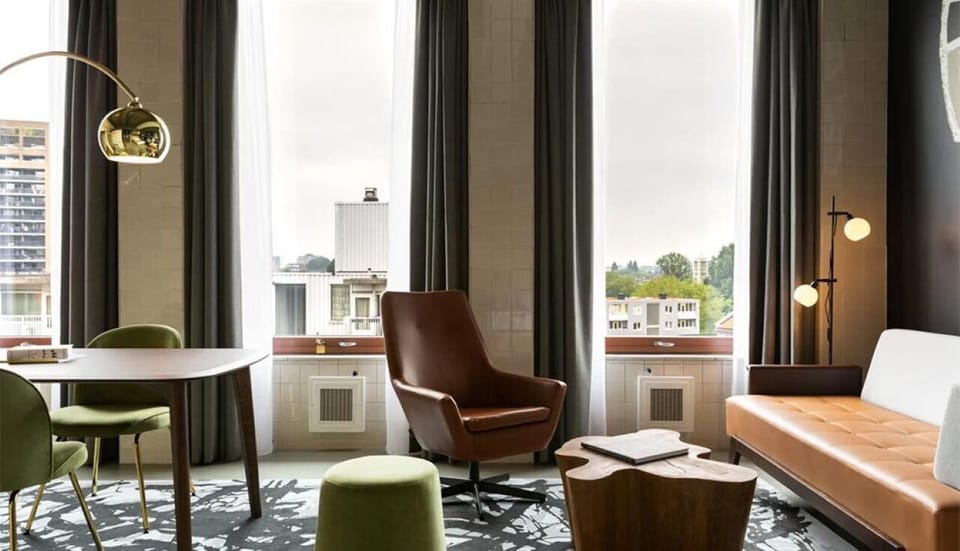 Lounge by the windows with coffee and a good book.