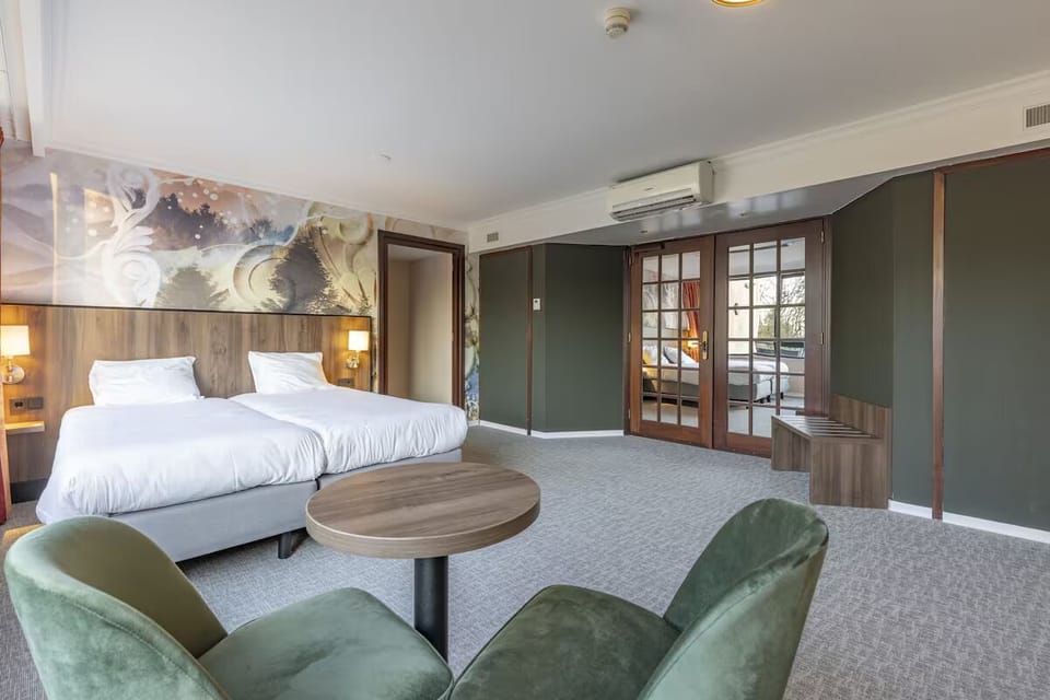 Settle into cozy seating with plenty of open floor space.