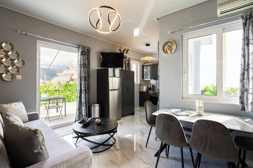 Bright interior of the living room space 