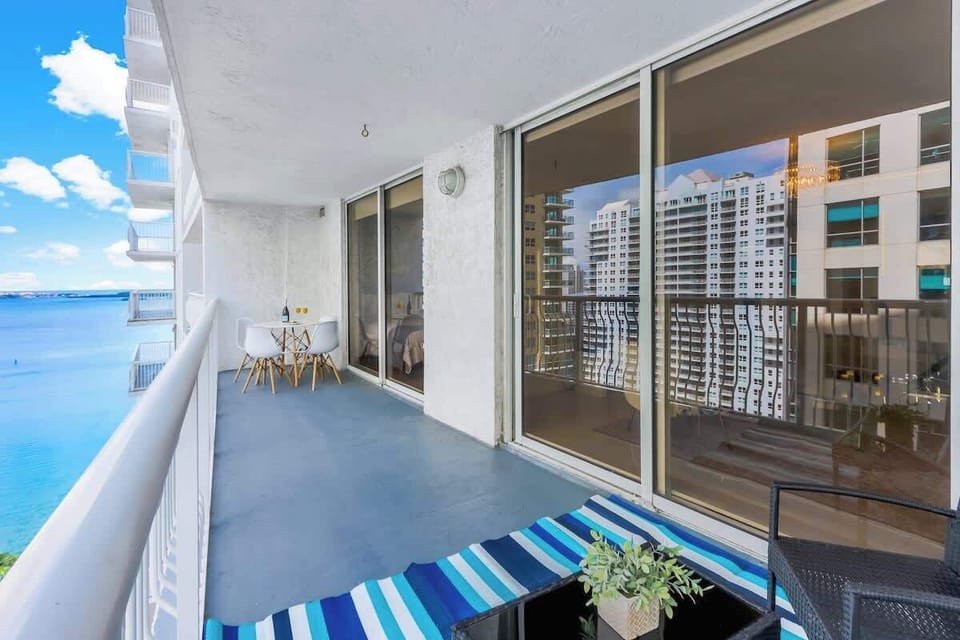Balcony with great Biscayne Bay and city view