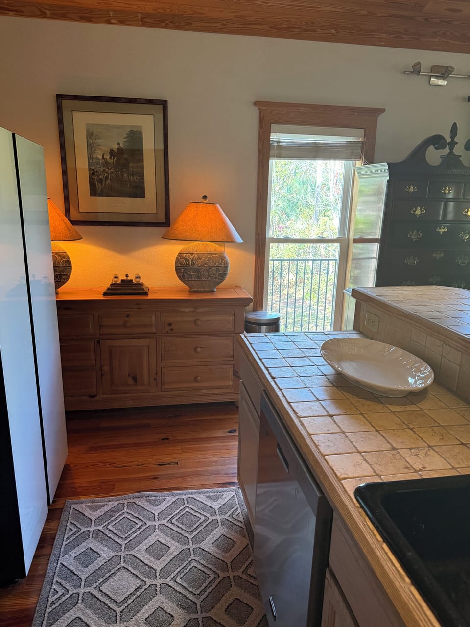 Bright kitchen with easy access to private laundry