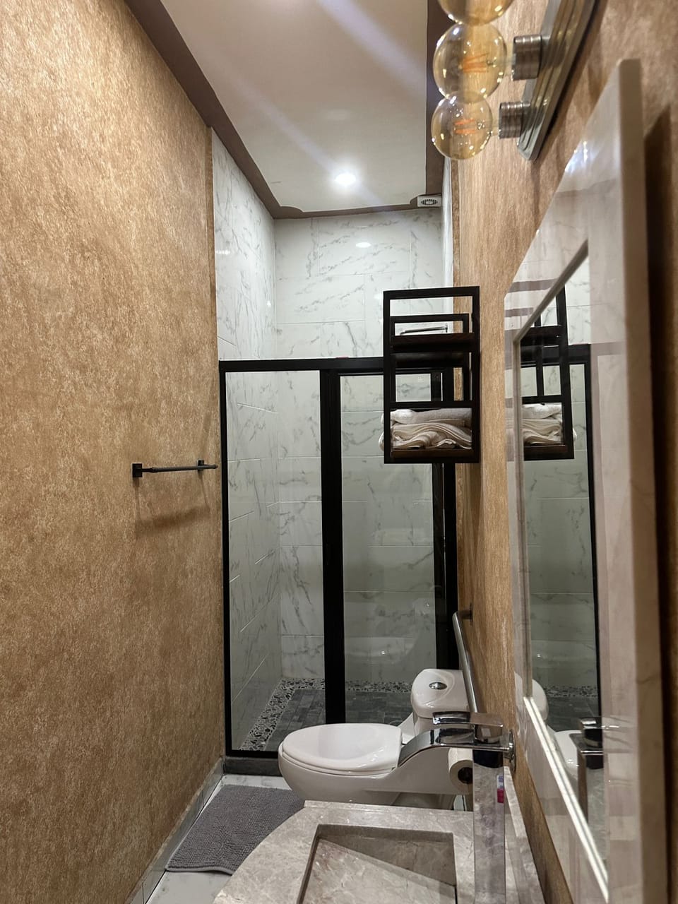Towels, soap, shampoo, toilet paper
