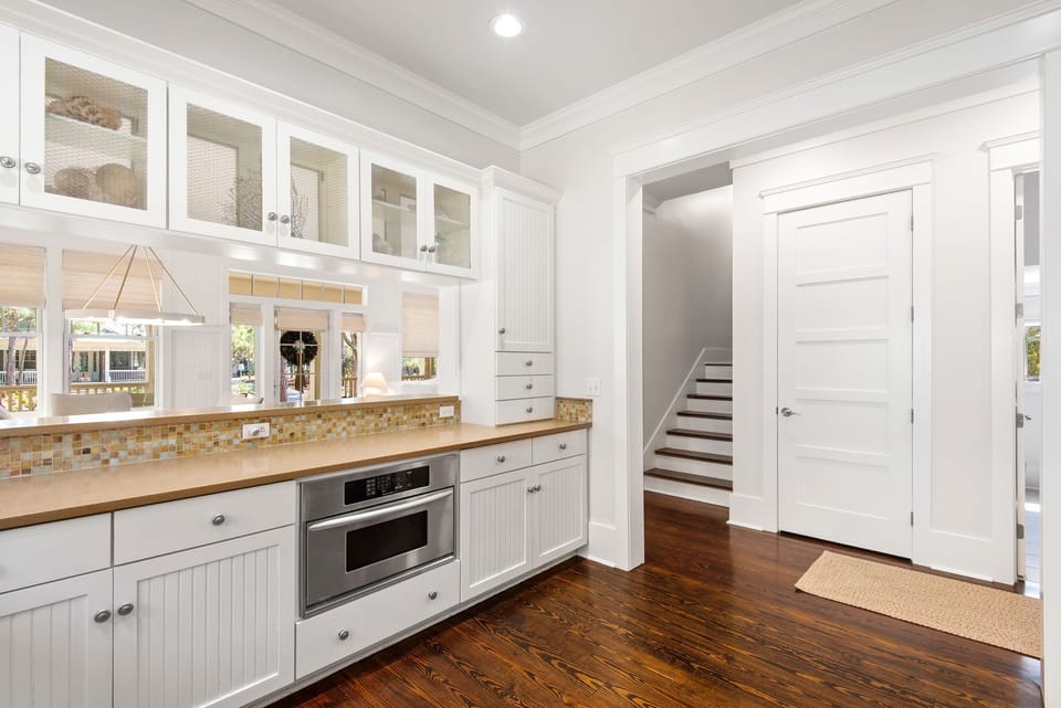 Full stocked kitchen, gas range, new fridge, brand new utensils, open concept.