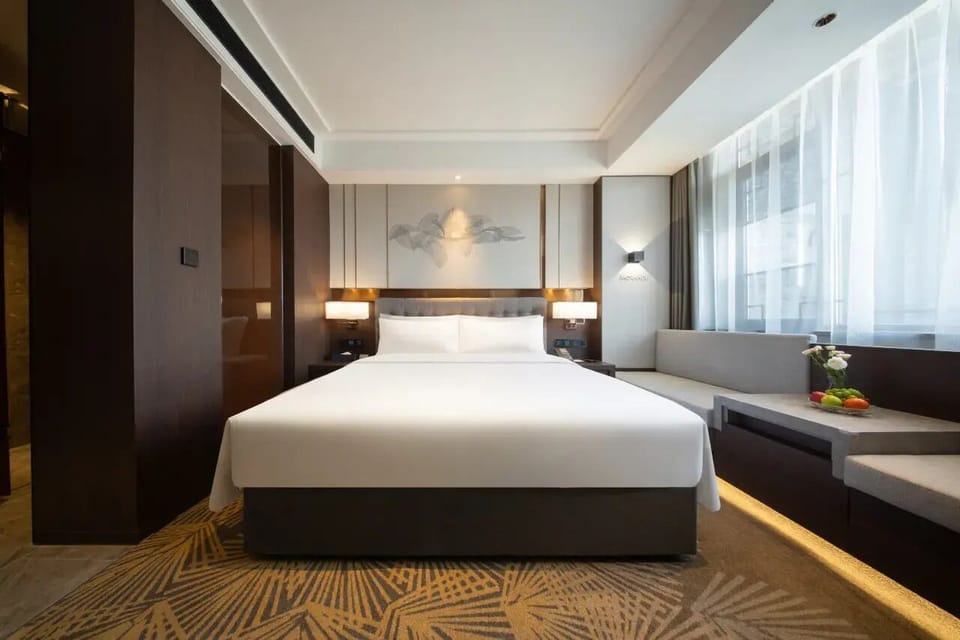 Elegant King Room | Desk, laptop workspace, blackout drapes, soundproofing