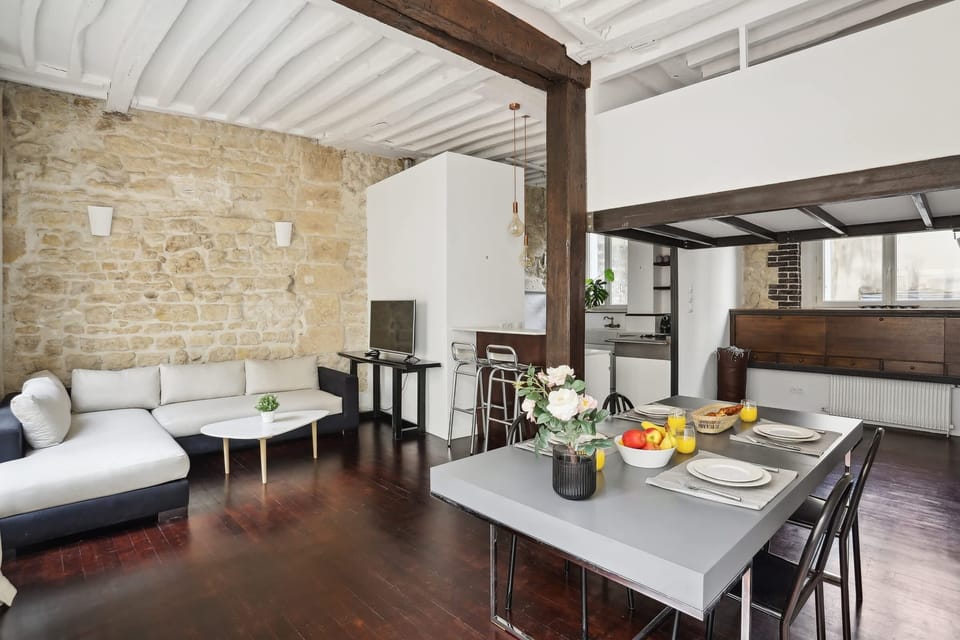 The open-plan living and dining area