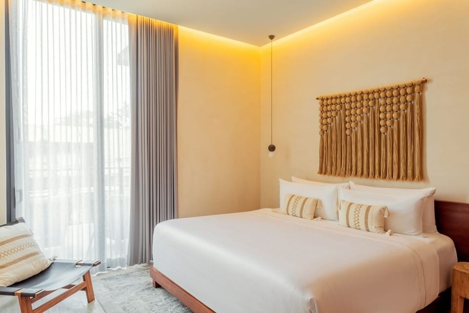 Drift off comfortably in a calming room with textured accents.