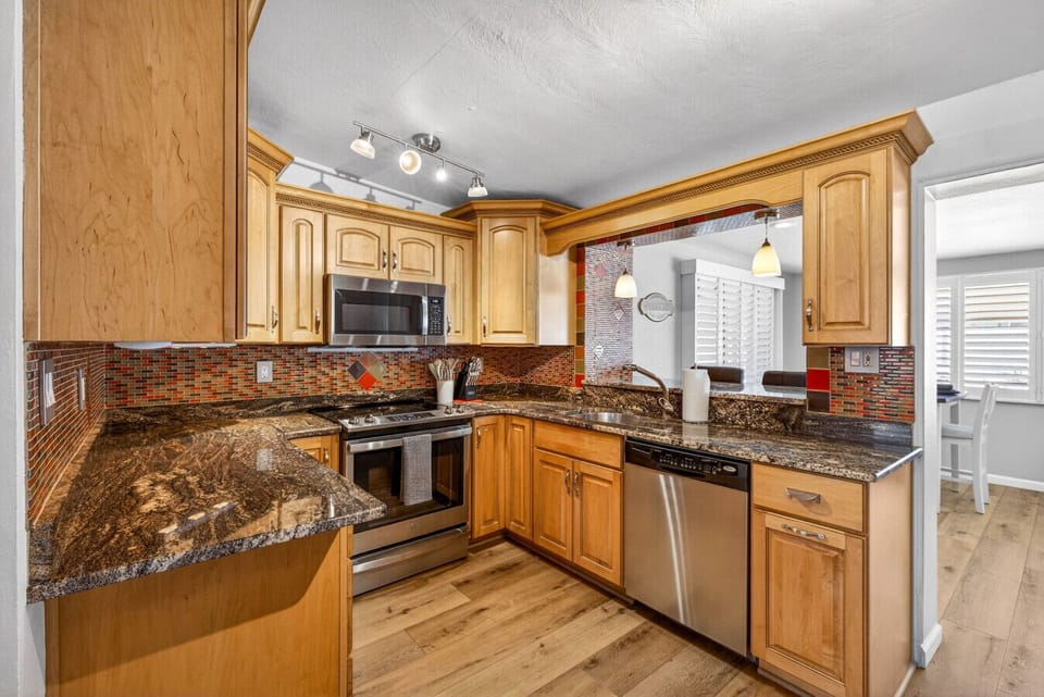 Bright kitchen with coffee station