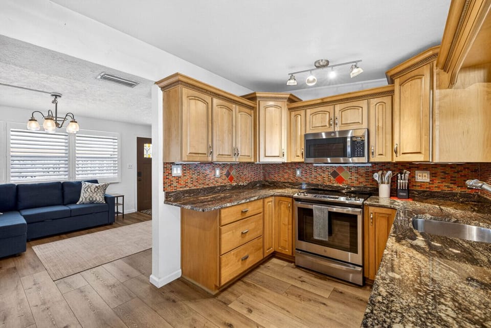 Bright kitchen with coffee station