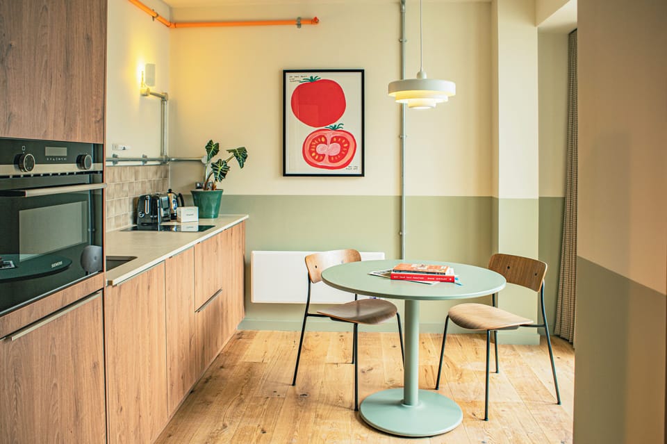 Deluxe Apartment | Private kitchen | Full-size fridge, microwave, oven, dishwasher