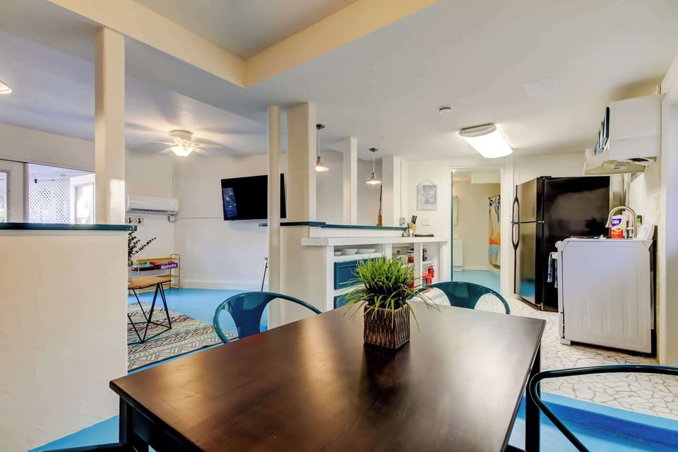 Dining space connected to kitchen and lounge