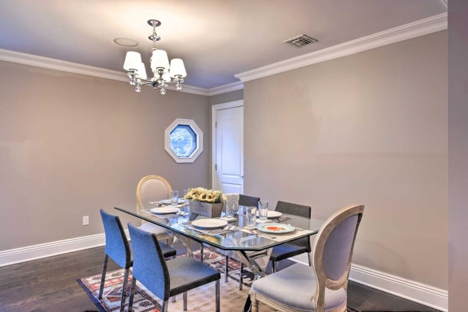 Dining Area | Glass Table | Modern Chandelier
