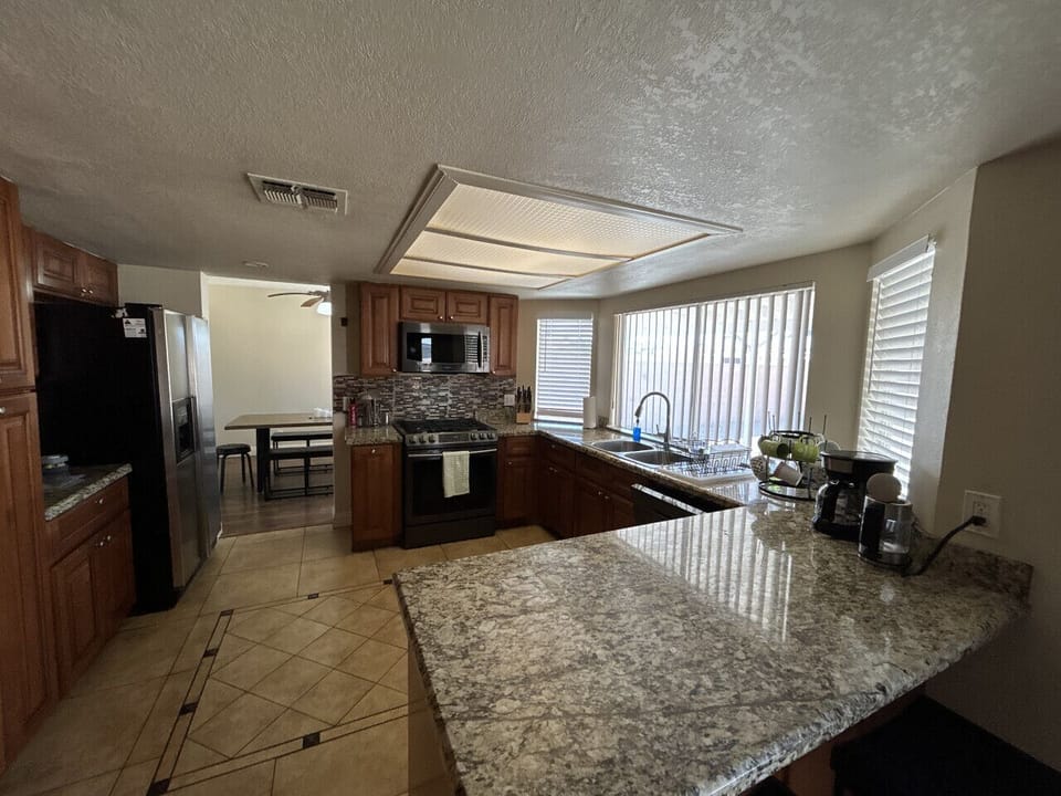 Large granite counter kitchen