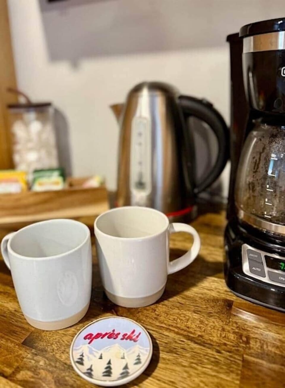 Enjoy provided tea & coffee.