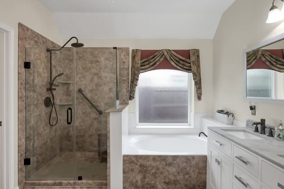 Separate shower and tub