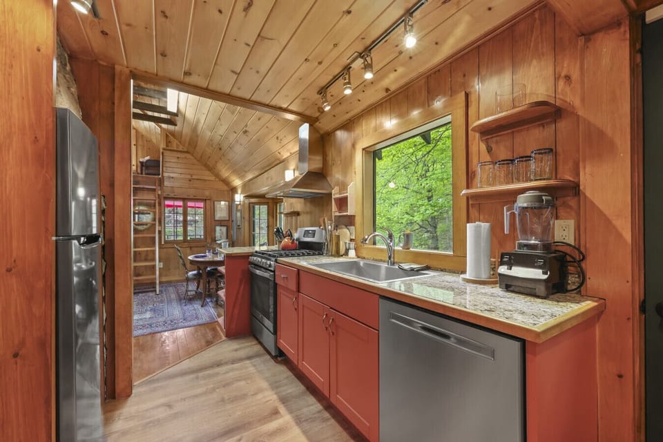 Open kitchen layout with plenty of space to prepare meals together.