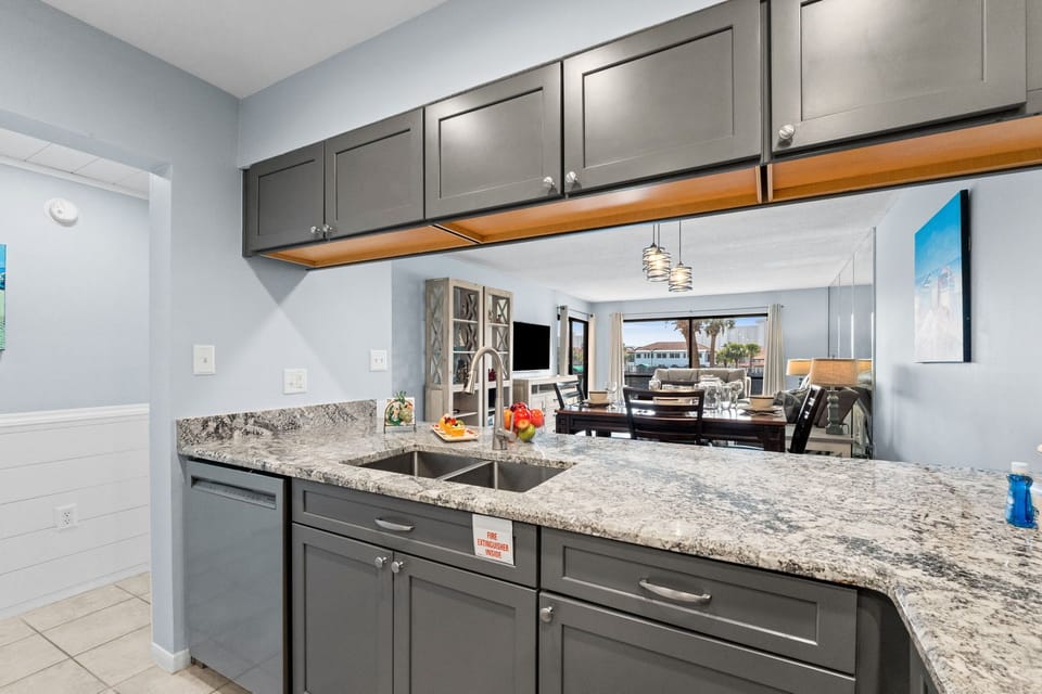 Fully Stocked Kitchen with Bar Area