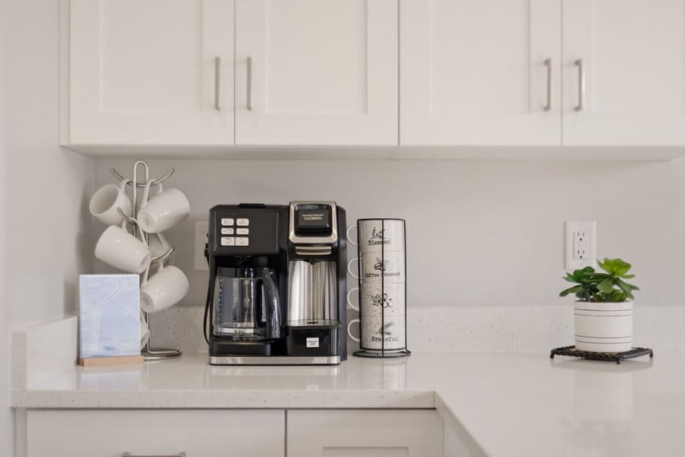Coffee Corner: Brew your perfect morning blend in this stylish space with lovely decor!
