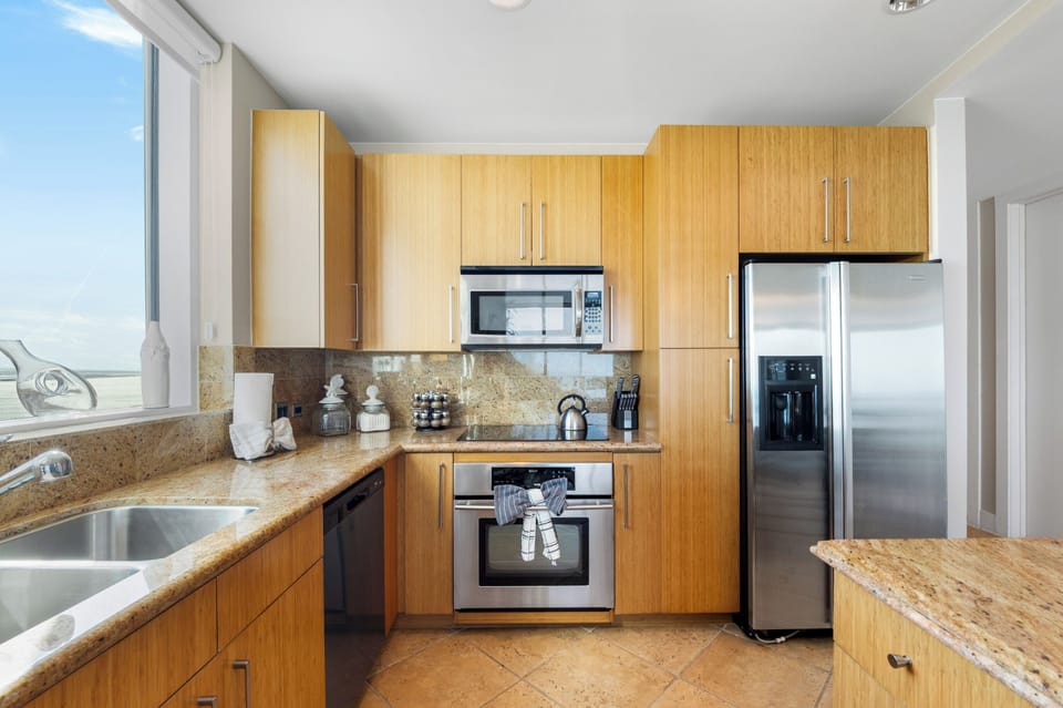 Modern kitchen with stainless appliances
