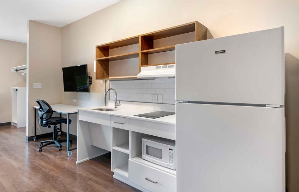 Studio, 1 Queen Bed, Accessible, Non Smoking | Private kitchen | Full-size fridge, microwave, stovetop, coffee/tea maker