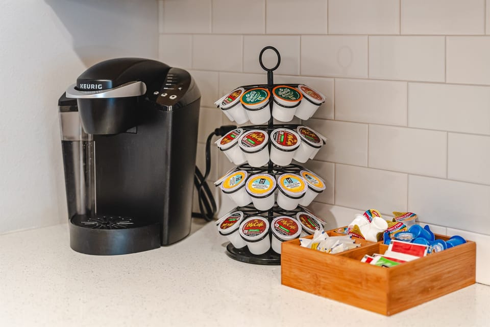 Coffee bar (we also have a drip coffee maker)