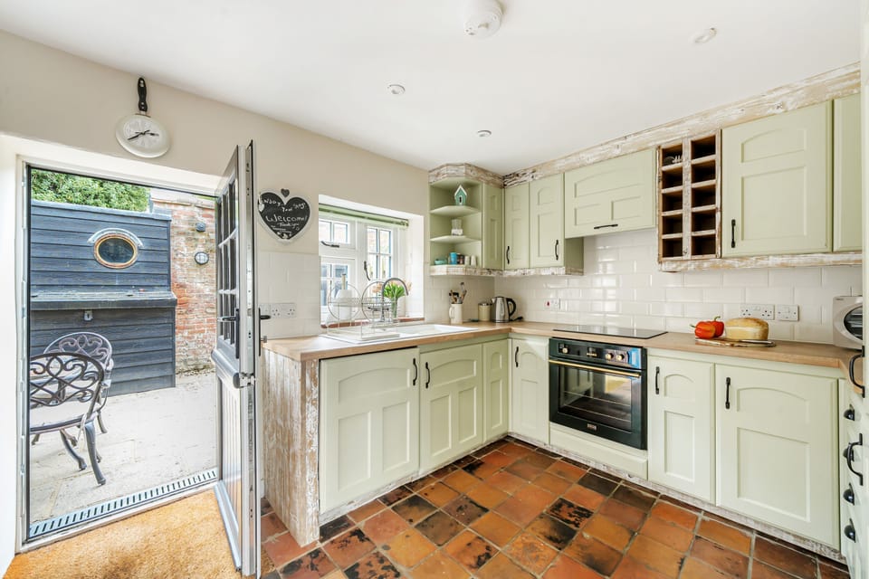 kitchen with door to garden