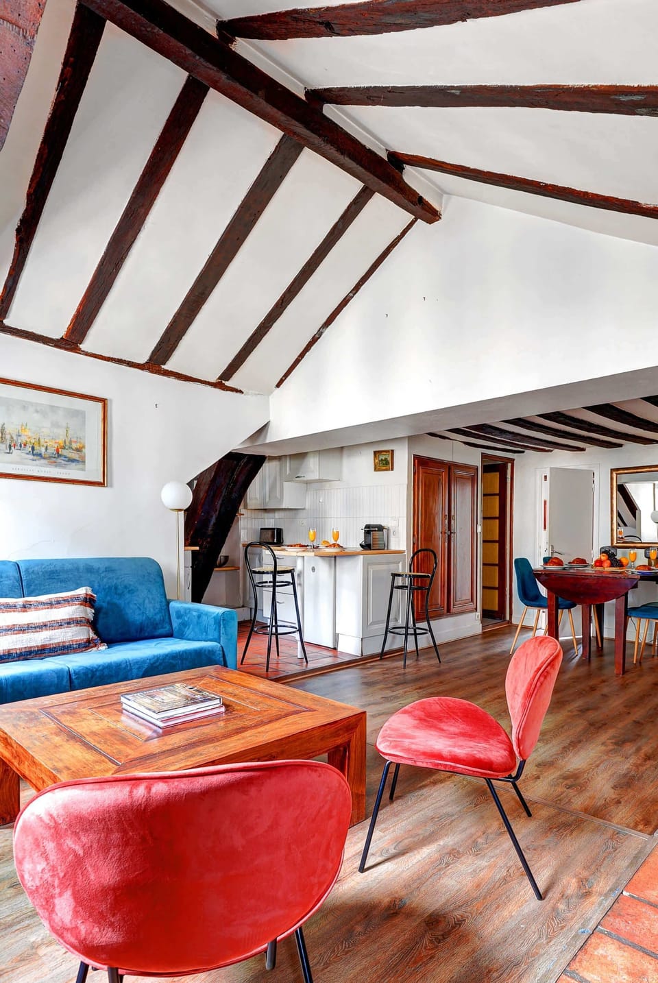 The open-plan living, kitchen and dining area