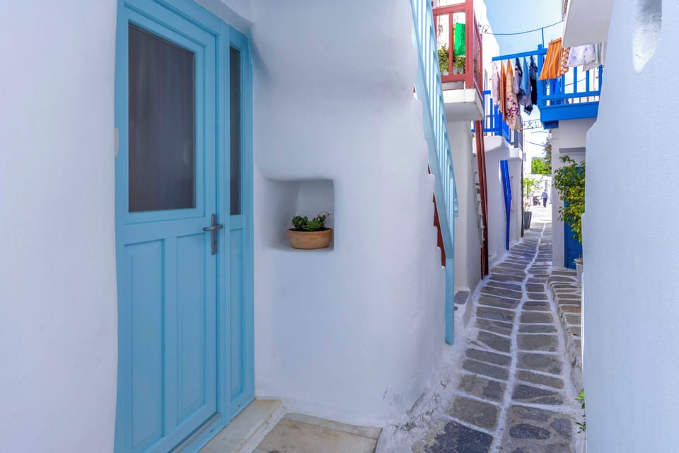 Traditional Mykonian alley entrance