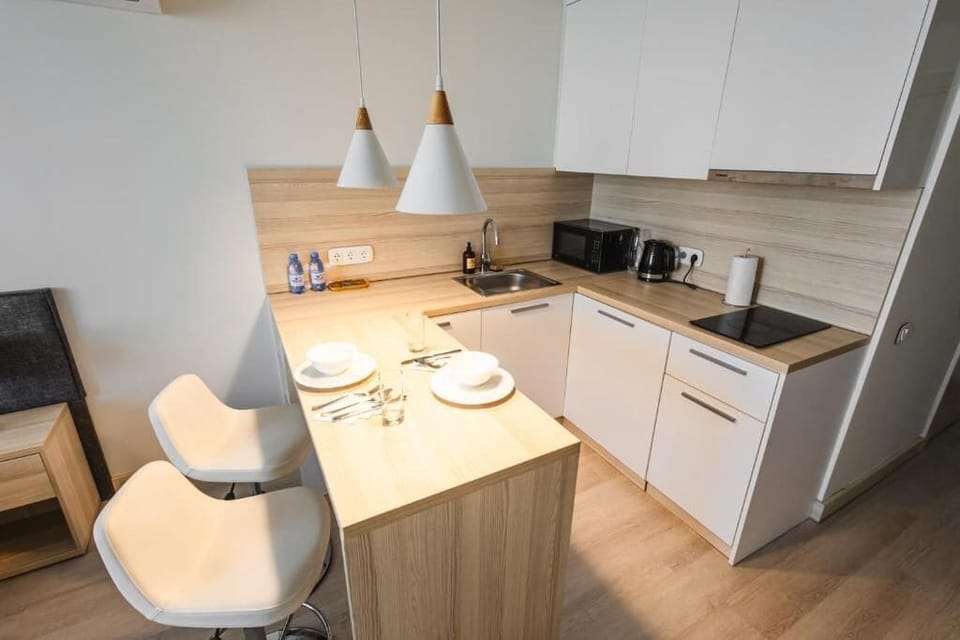 Comfort Double Room, Garden View | Private kitchen | Mini-fridge, microwave, stovetop, cookware/dishes/utensils