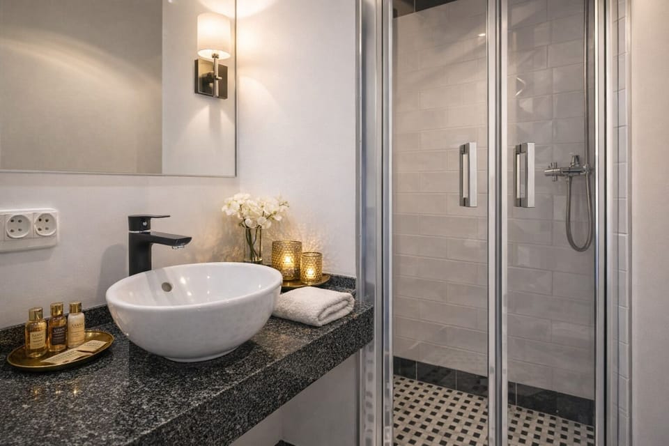 Standard Double Room, River View | Bathroom | Hair dryer, towels, soap, toilet paper