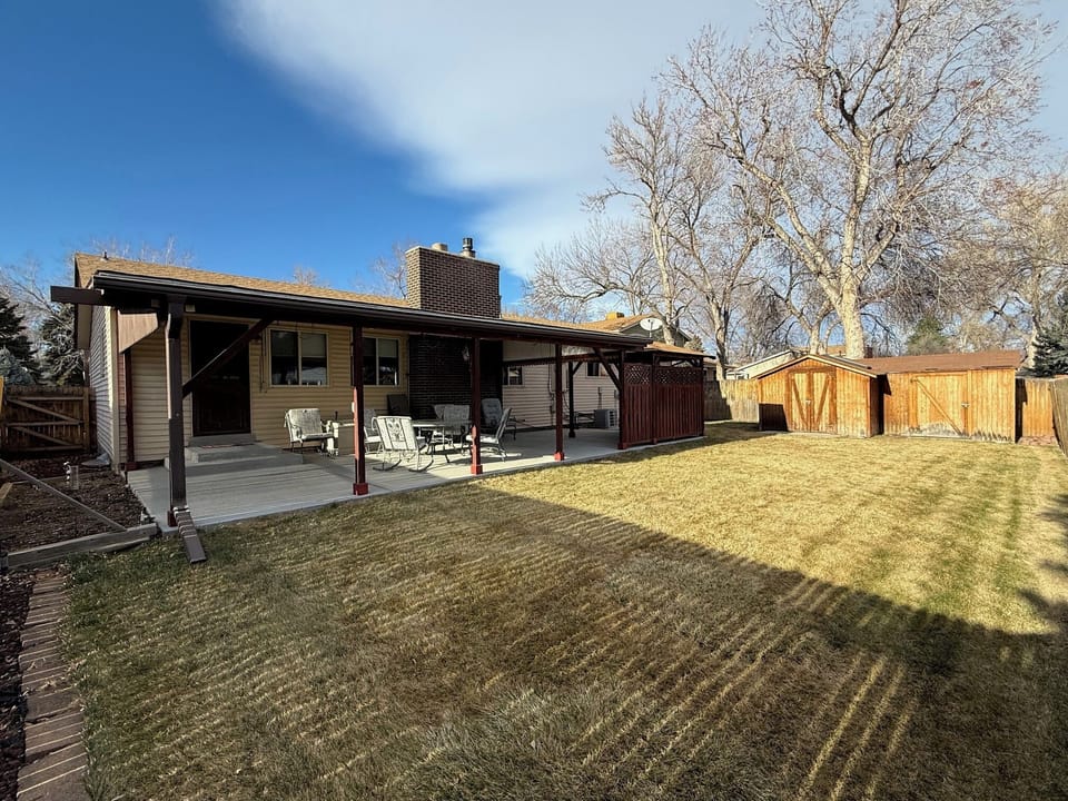 Private fenced in back yard and covered patio for relaxing