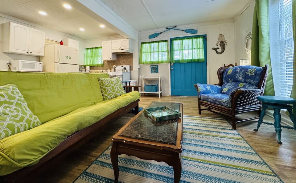 One Fish- comfy and bright describes this living space.