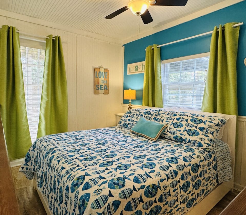 Ooe Fish  queen bedroom open to living/kitchen space