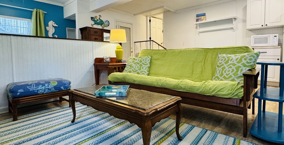 One Fish - comfy quaint livingspace, and dining area.