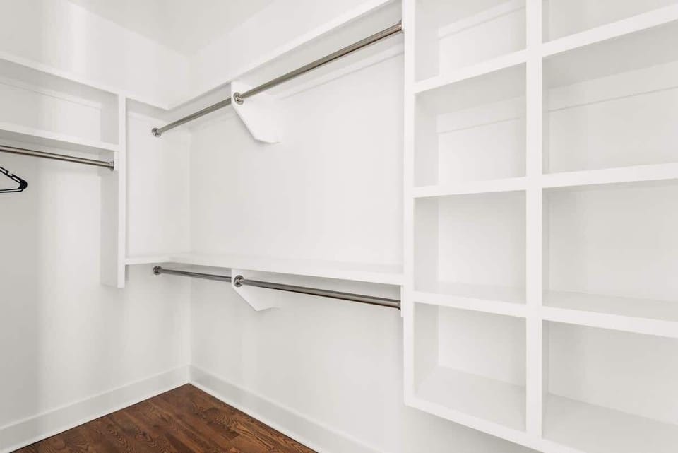 A spacious walk-in closet to keep your stay organized and stress-free.