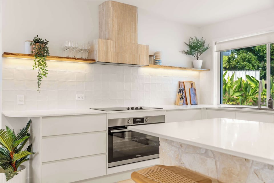Ample bench space allows room for entertaining and serving